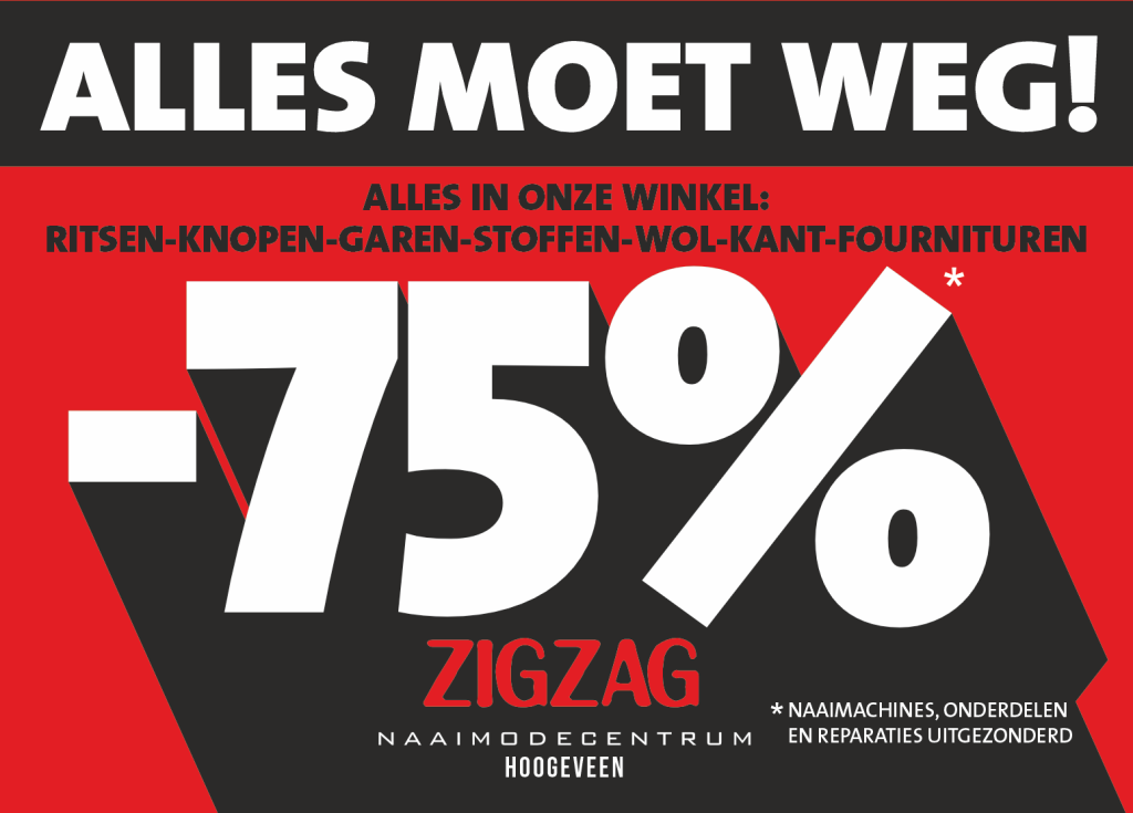 korting 75% op alles zigzag