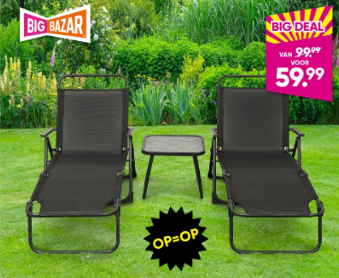 korting big bazar loungestoelen en bijzettafel bahama