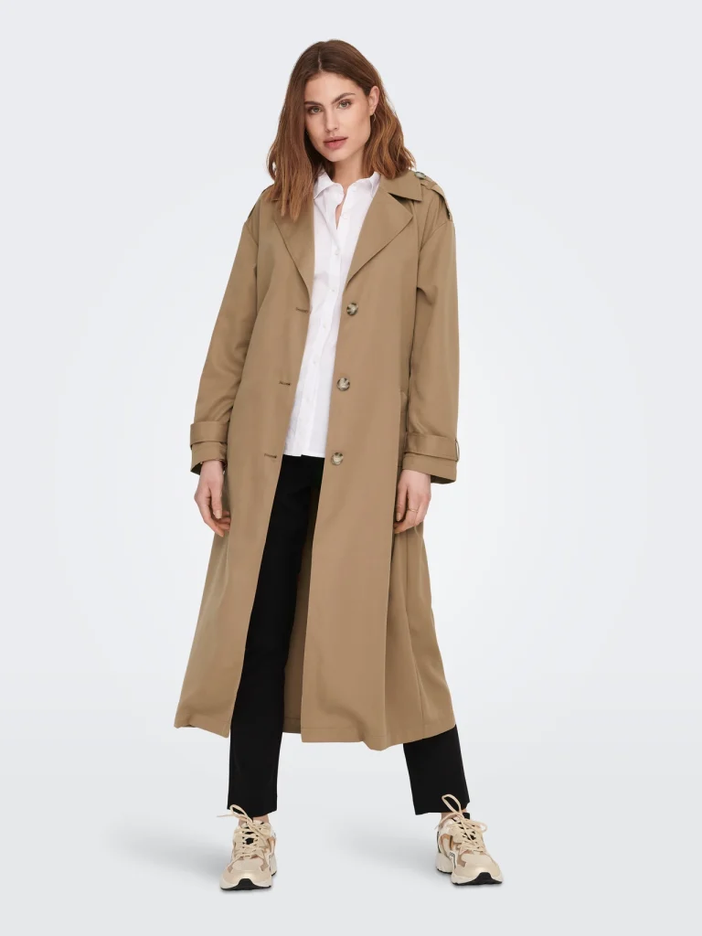 korting only lange trenchcoat